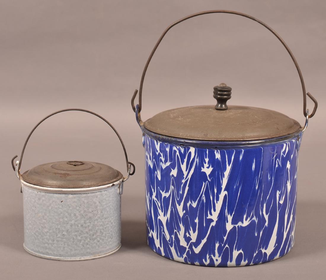 Two Agateware Covered Pails. (1 of 3)