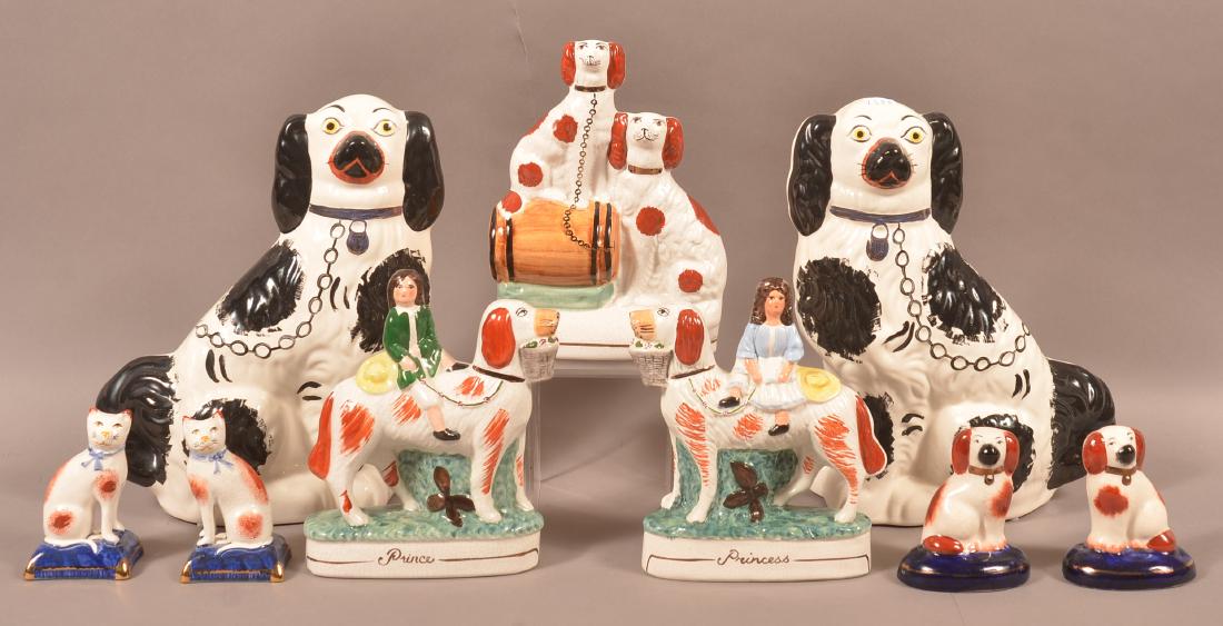 Nine Various Staffordshire Type Figures. (1 of 2)