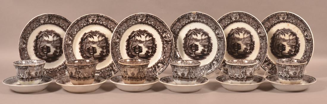 Black Transfer Washington Vase Ironstone China.: Lot of Various Black Transfer "Washington Vase" Ironstone China. Condition: Good with some chips.