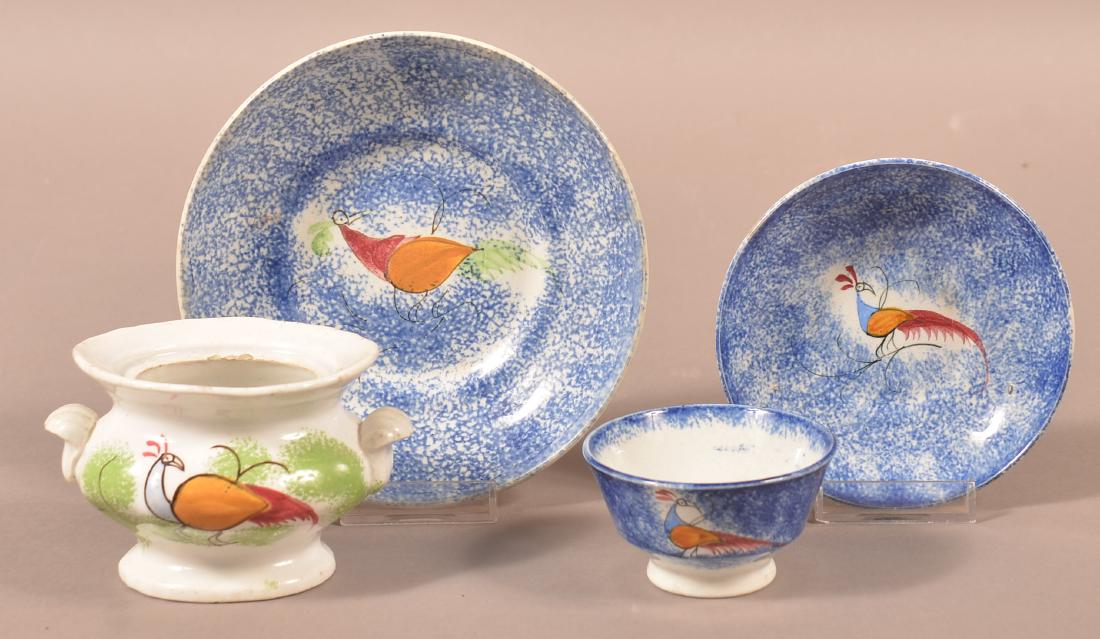 Lot of Peafowl Pattern Spatterware China. (1 of 2)