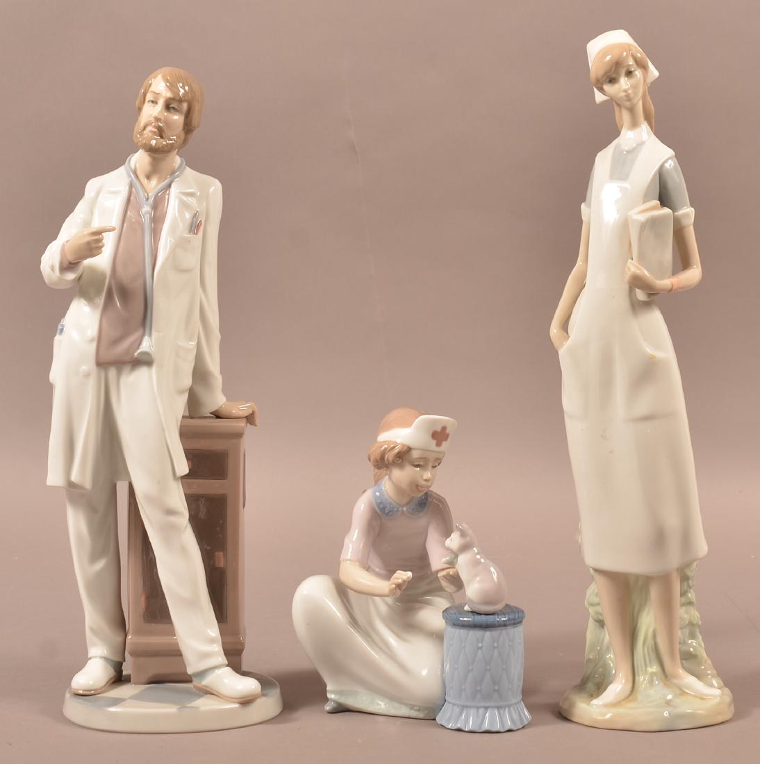 Three Lladro Doctor and Nurse Figurines. (1 of 3)