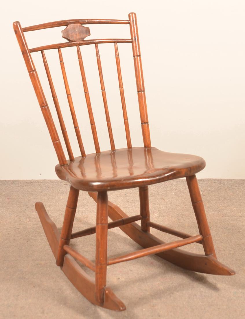 PA Windsor Butterfly-back Rocking Chair.: Pennsylvania Windsor Butterfly-back Rocking Chair. 30-1/2"h. overall. Condition: Good, old refinish.