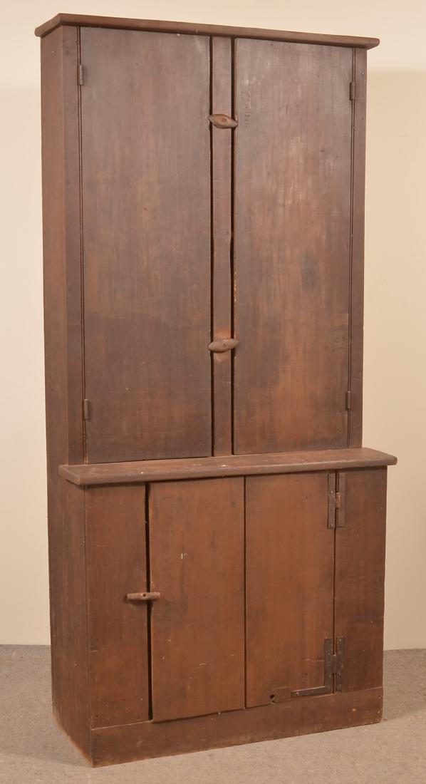 Primitive Softwood Step-back Cupboard. (1 of 3)