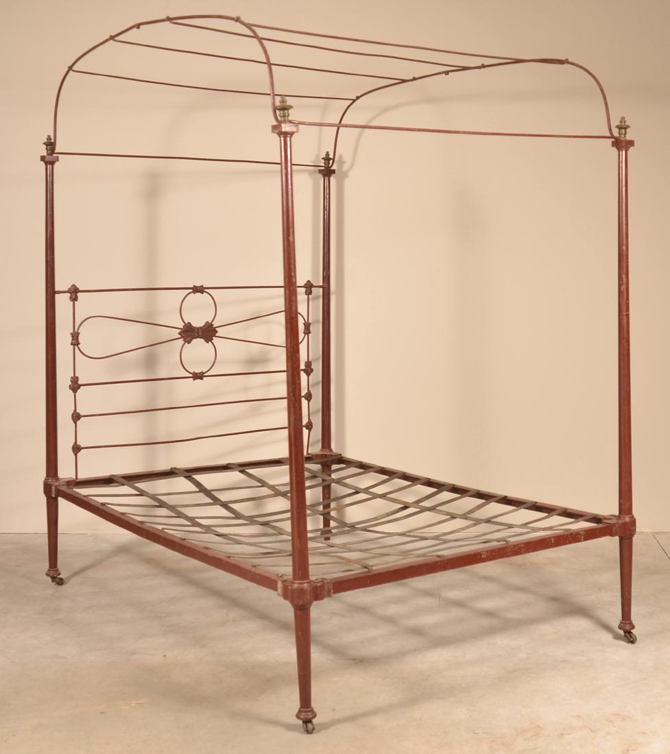 Antique Painted Iron Canopy Top Poster Bed. (1 of 4)