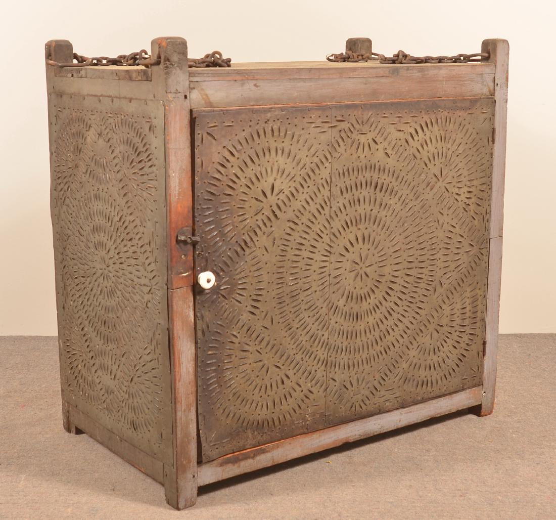 19th Century Punched Tin Hanging Pie Safe. (1 of 3)
