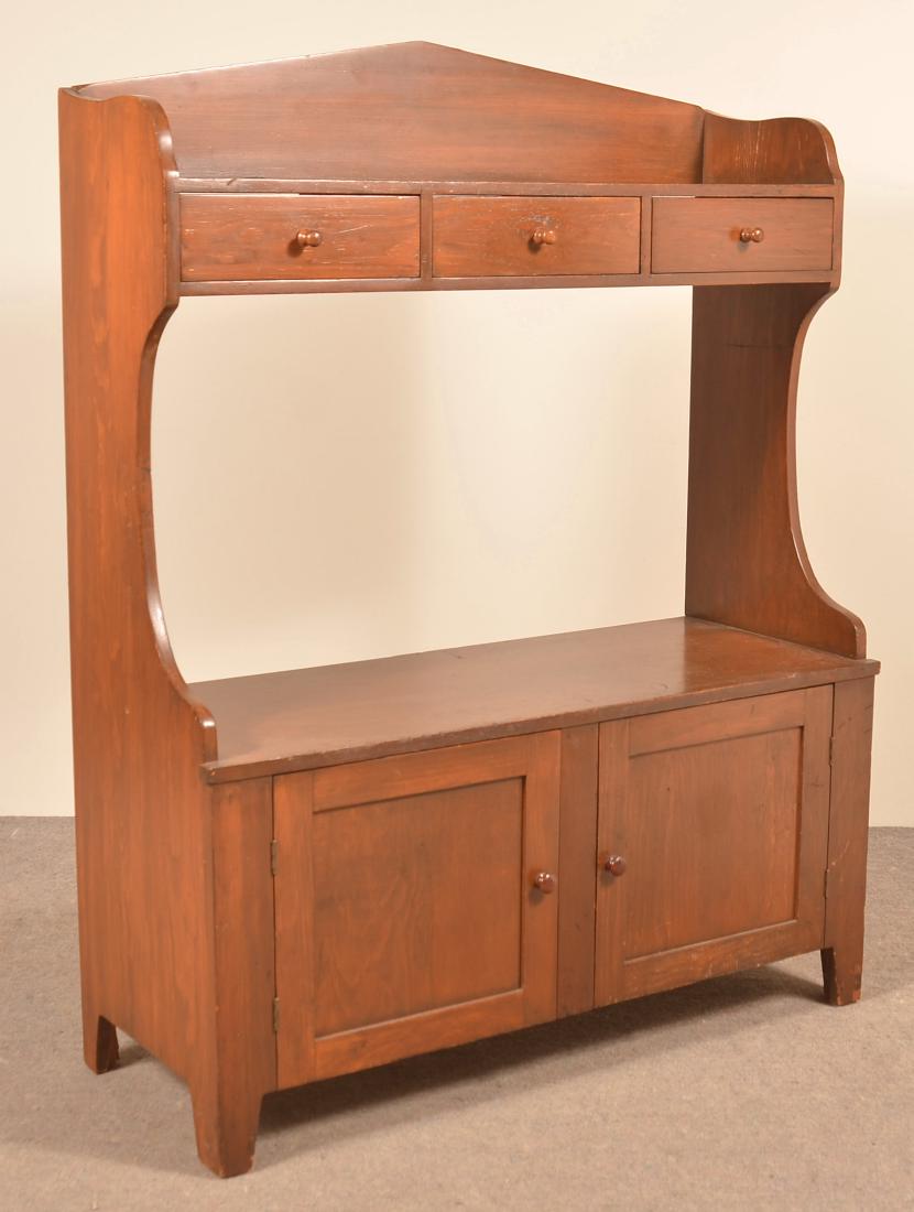 PA 19th Century Softwood Bucket Bench. (1 of 3)