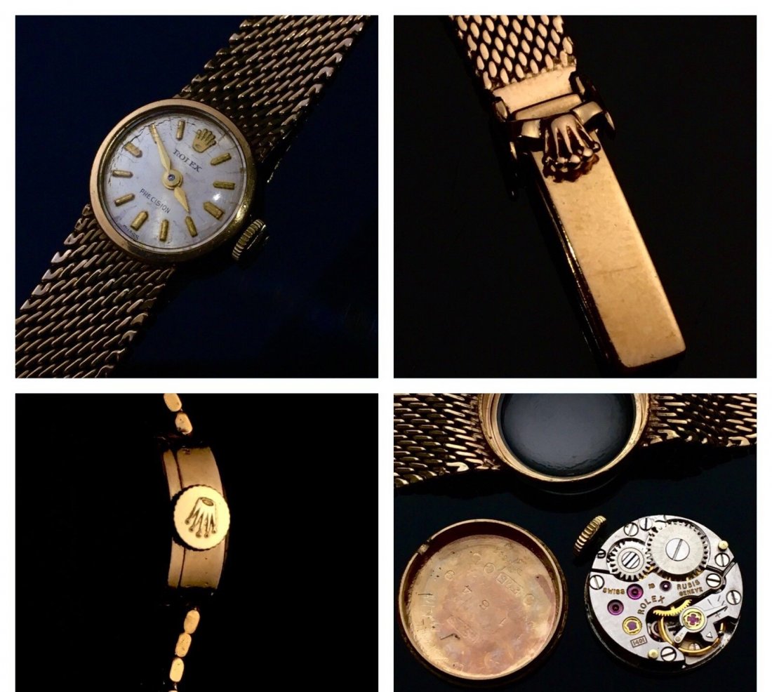 VINTAGE SMALL ROLEX 9K LADIES HAND WINDING: VINTAGE 9K ROLEX APPROX 7.5”. YELLOW GOLD GOLD BAND.ROLEX BUCKLE.Shipping cost for this item within the USA is $35