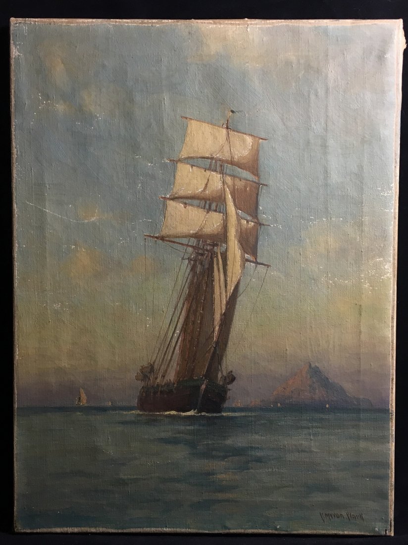 C. MYRON CLARK (American, 1858-1925) Oil on Canvas,: C. MYRON CLARK (American, 1858-1925) Oil on Canvas, Measures 12" x 16", Unframed. Good colors, some scuffs and scratches but no holes or cuts. Shipping cost for this item within the USA is $30