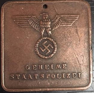 WW2 NAZI GERMAN BUCHENWALD CARD: WW2 NAZI GERMAN FROM THE SITE OF THE CONCENTRATION CAMP METAL CARD. Measures approx 2" X 2" . Local shipping is $20