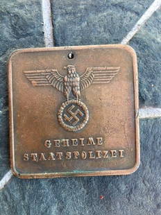 WW2 NAZI GERMAN BUCHENWALD CARD: WW2 NAZI GERMAN FROM THE SITE OF THE CONCENTRATION CAMP METAL CARD. Measures approx 2" X 2" . Local shipping is $20