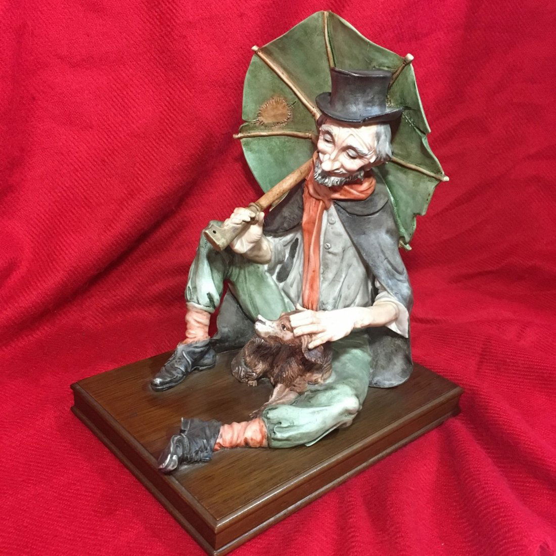 Large Giuseppe Armani Old Man With Dog And Umbrella: Large Giuseppe Armani Old Man With Dog And Umbrella. All stamped and all original. Shipping cost for this item with the 48 lower states of the USA is $35