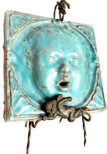 Antique Victorian 3D Cherub Tile on metal cherub Stand: Antique Early Victorian 3D Cherub Tile on metal cherub StandThe tile measures approx 5" X 5"Local shipping cost is $30