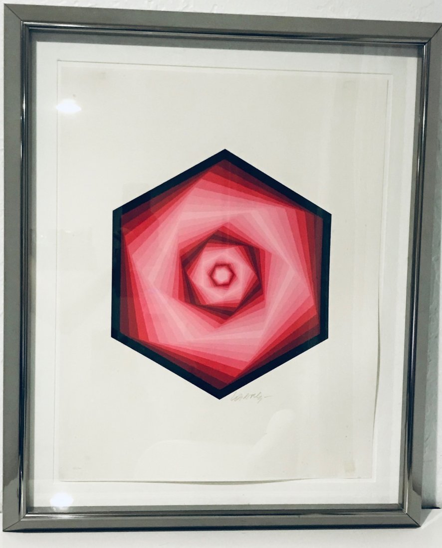 VICTOR VASARELY SIGNED SERIGRAPH RADY 27" X 22": VICTOR VASARELY SIGNED SERIGRAPH RADY 27" X 22"Local shipping cost is $85No local pick up for this item