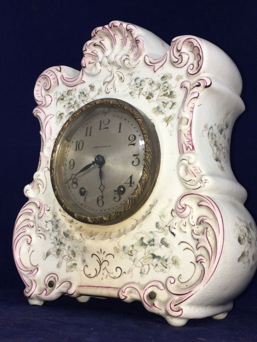 Porcelain Mantle Clock Oakley Clock Seth Thomas: Porcelain Mantle Clock Oakley Clock Seth Thomas GORGEOUS 1800's ANSONIA. NON WORKING.Shipping cost within the USA 48 lower states is $3512" TALL AND APPROX 10" WIDE