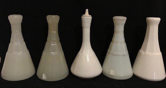 Lot of 5 Antique Milk Glass Barber Bottles Collection: Lot of 5 Milk Glass Barber Bottles CollectionLocal shipping cost is $44No local pick up option for this lot