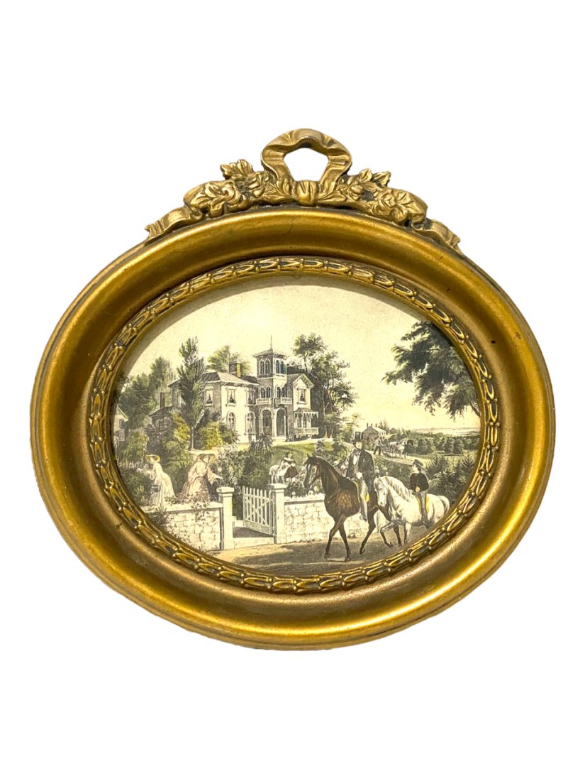 Nathaniel Currier(American, 1813- 1888 )American Country Life. May Morning: Nathaniel Currier(American, 1813- 1888 )American Country Life. May Morning. after F.F. Palmercolored lithographdated 1855, Measures approximately 6” X 5” oval shape..Local shipping cost is