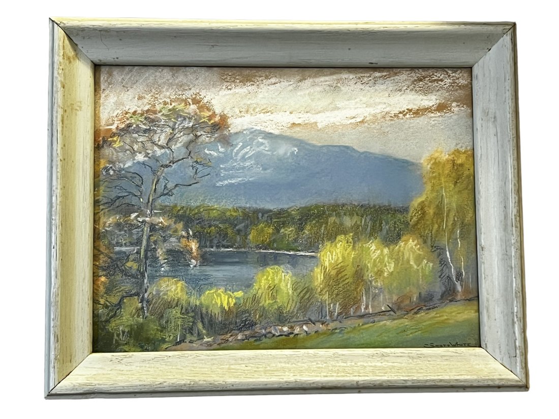Clarence Scott White (MA 1872-1965) Pastel painting of Massachusetts. Approx 16X14: Under glass. Local shipping cost is $35.We are not offering a pick up option for this auction.