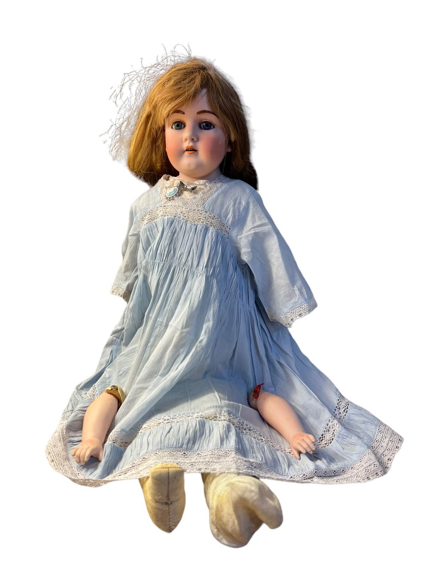 Large Antique Dep 195 bisque doll. 32 inches tall: Large Antique Dep 195 bisque doll. 32 inches tall.Local shipping cost is $35.We are not offering a pick up option for this auction.