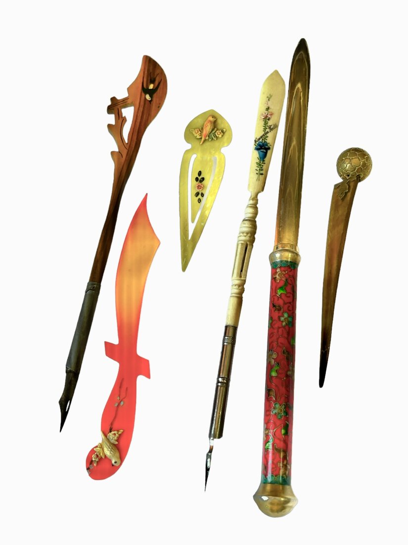 Lot of 6 Letter openers including Victorian era, Birds and soccer ball.: The tallest measures 10 inches tall. Local shipping cost is $19.We are not offering a pick up option for this auction.
