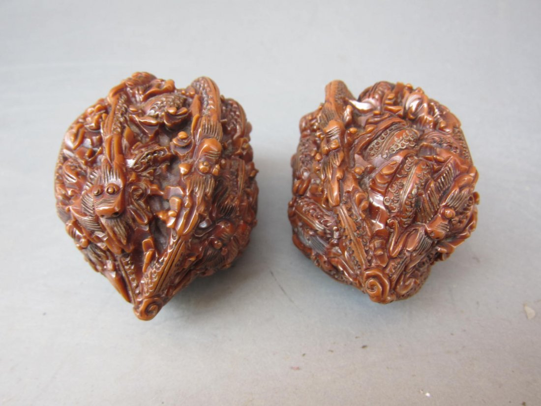 Fine Old Pair Chinese Carved  Nuts (1 of 5)