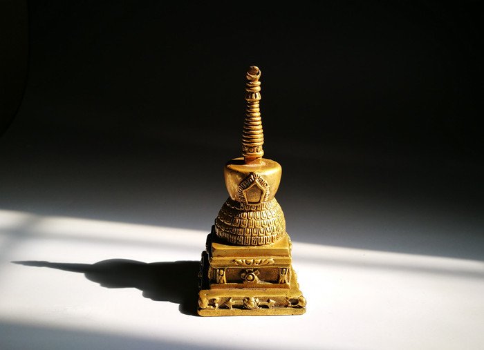 Old Chinese Guilt Bronze Buddhist Tower (1 of 6)