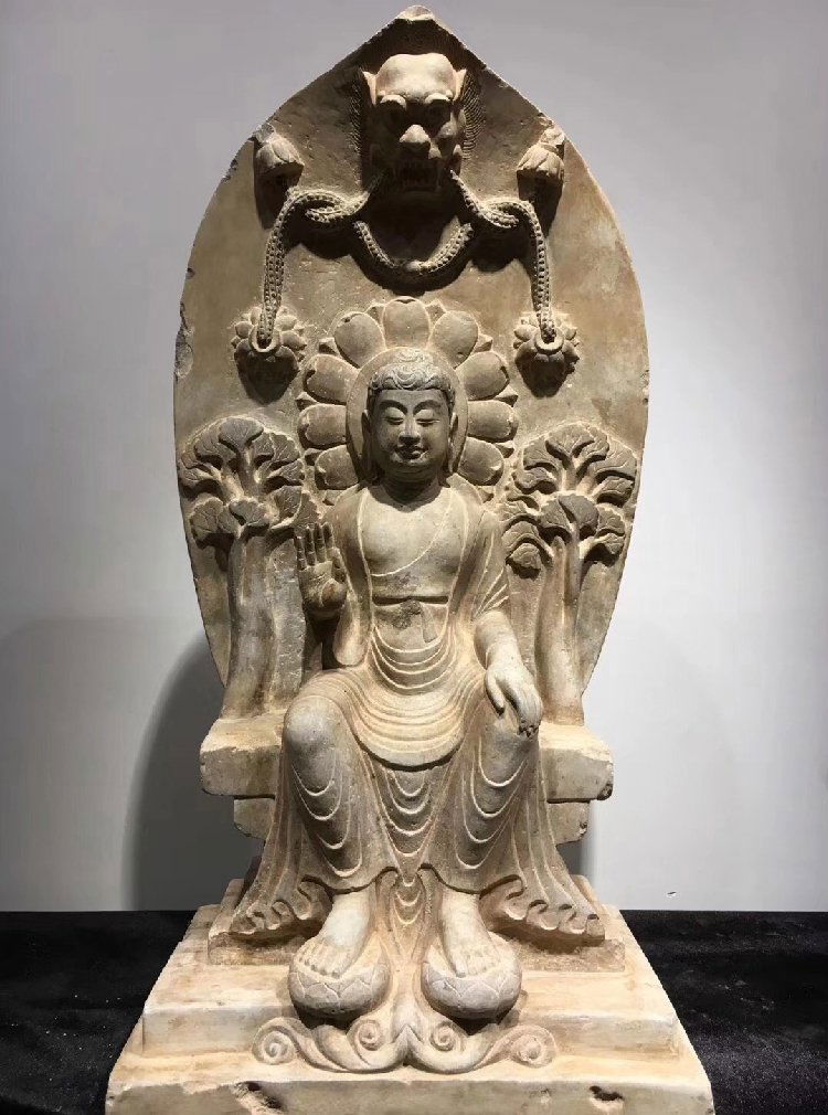Large Chinese Marble Stone Carved Shakyamani Statute (1 of 9)