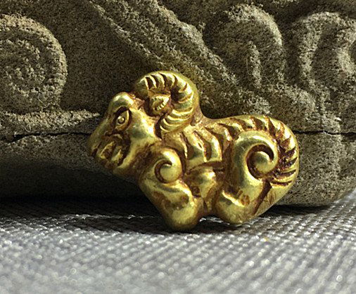 Rare Old Chinese Liao Dynasty 24K Pure Gold Goat (1 of 9)