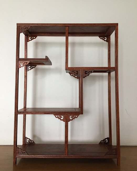 Rare Old Chinese Hainan Huanghuali Wood Curio Shelf (1 of 3)