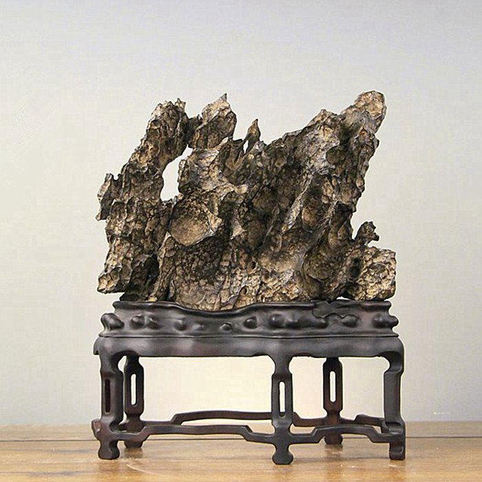 Chinese Natural Scholar Mountain Taihu Stone Stand (1 of 4)