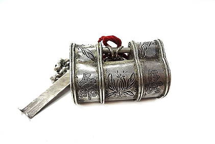 Fine Old Chinese Bamboo Shape Solid Silver Necklace (1 of 5)