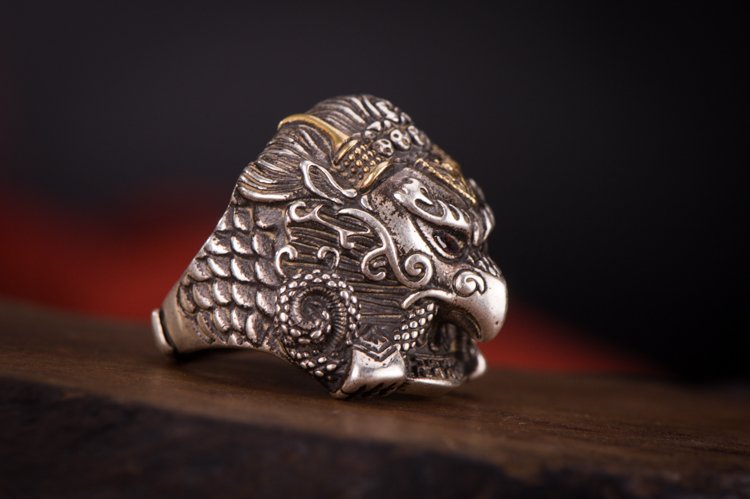 Fine Antique Tibetan Religious Solid Silver Ring (1 of 5)