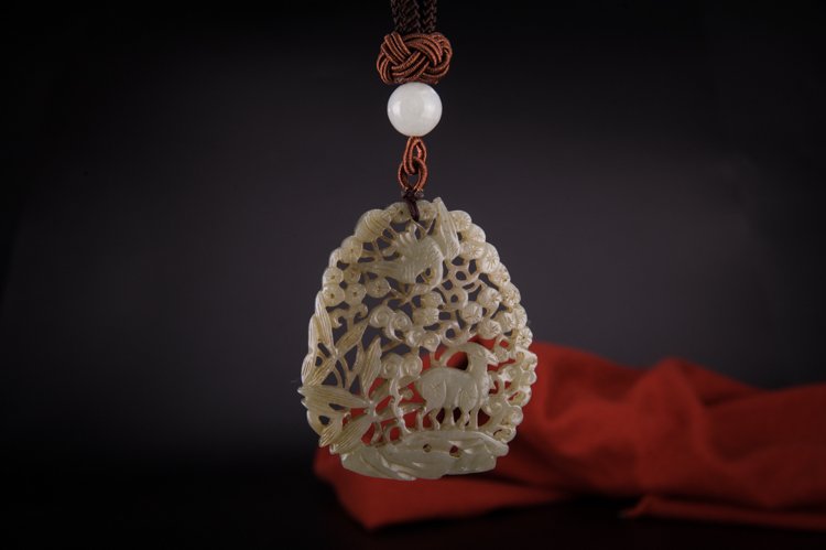 Fine Old Chinese Whitish Jade Carved Pendant (1 of 7)