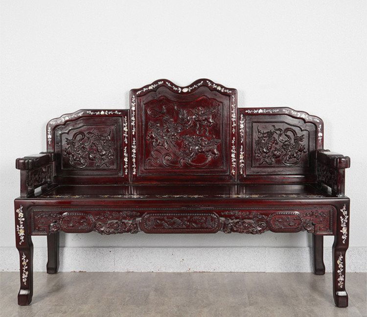 Antique Chinese Cantonese Rosewood Carved Bench Sep 25 2019