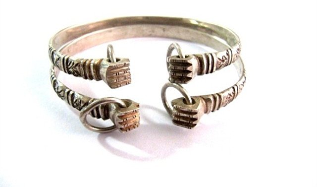 Antique Chinese Solid Silver Bracelets / Bangles (1 of 6)