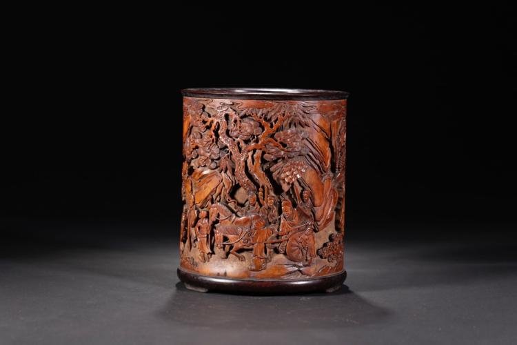 Rare Imperial Chinese Bamboo Carved Brush Pot (1 of 8)