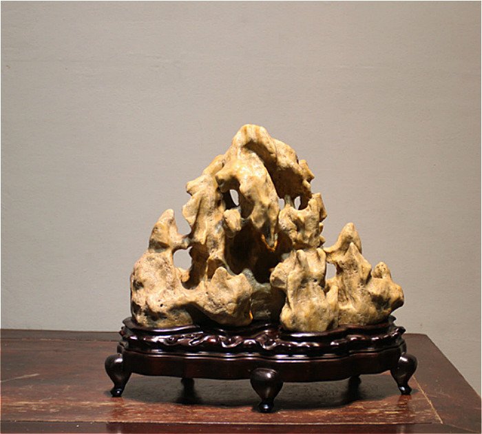 Vintage Chinese Scholar Yellow Taihu Stone Stand (1 of 4)