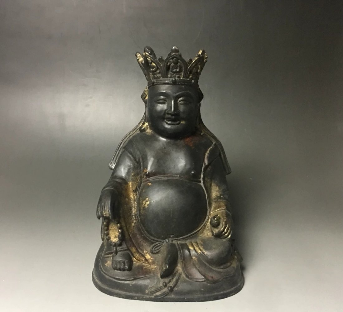 Antique Chinese Bronze Laughing Buddha Statue (1 of 10)