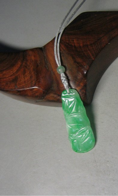 Antique Chinese Jadeite Carved Bamboo Shape Pendant (1 of 5)