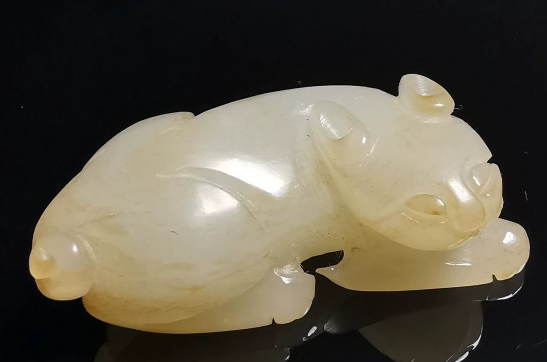 Antique Chinese Whitish Jade Carved Jade Animal (1 of 8)