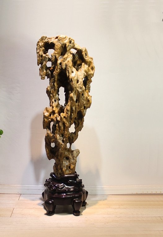 Huge Chinese Natural  Yellow Taihu Rock Stone Stand (1 of 5)