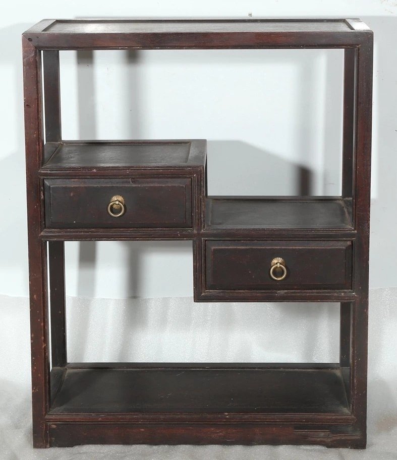 Antique Chinese Zitan Wood Curio Shelf (1 of 9)