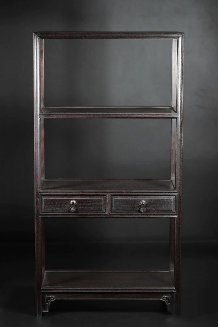 Antique Chinese Zitan Wood Made Curio Shelf (1 of 9)