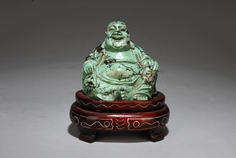 Antique Chinese Turquoise Stone Carved Buddha (1 of 10)