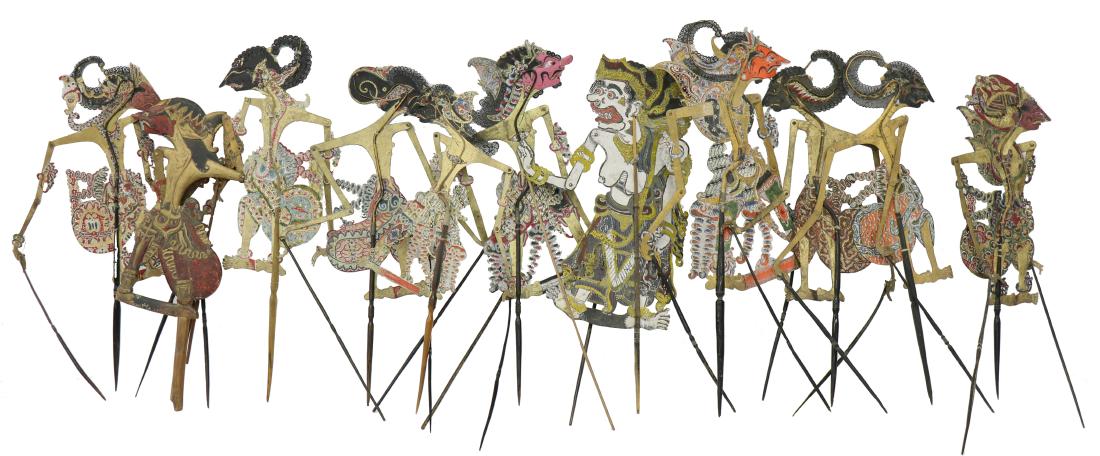 (10) Wajang dolls.: All with painted leather. Indonesia ca. 1900.