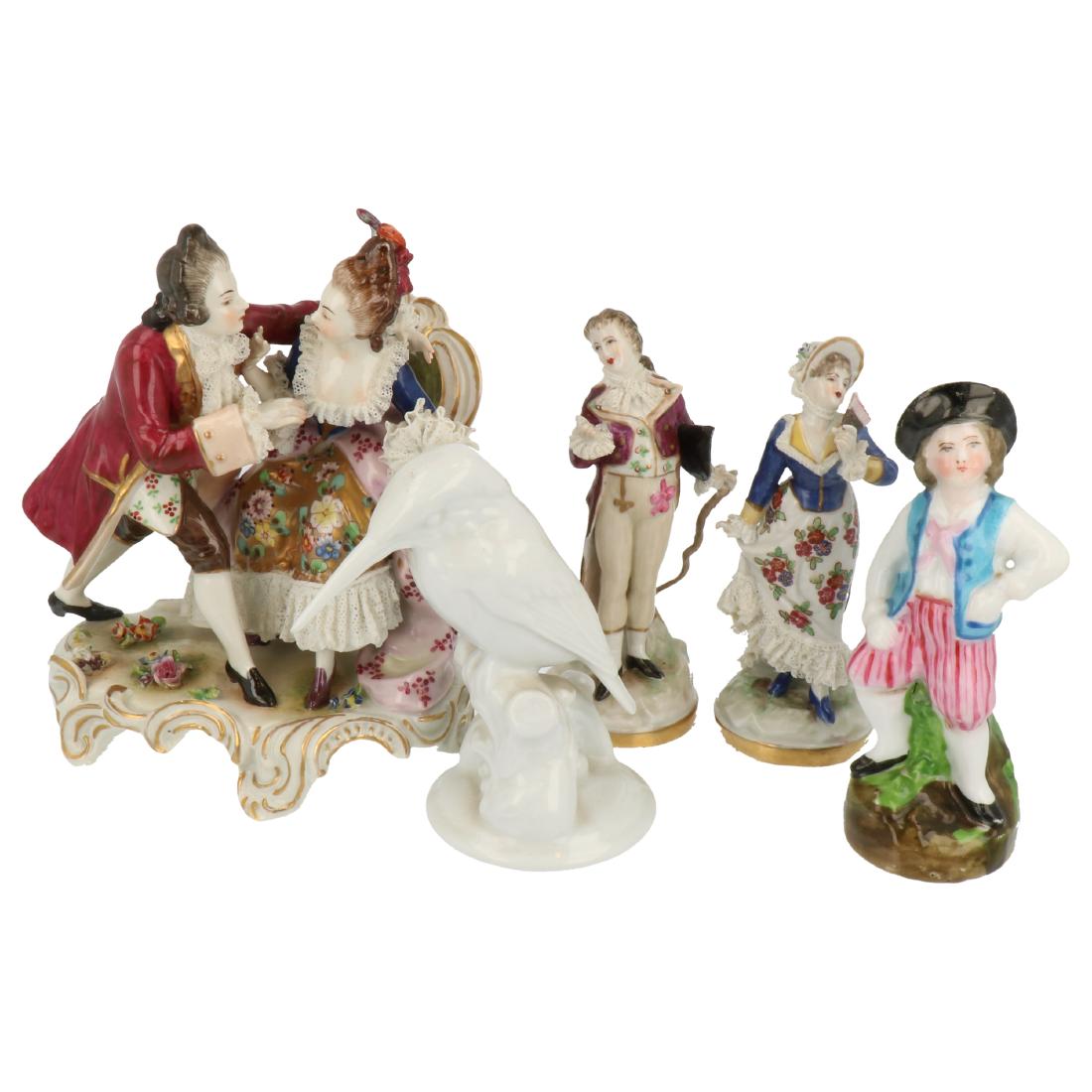 Porcelain figurines.: Including Volkstedt and KPM. Germany. Small damages.