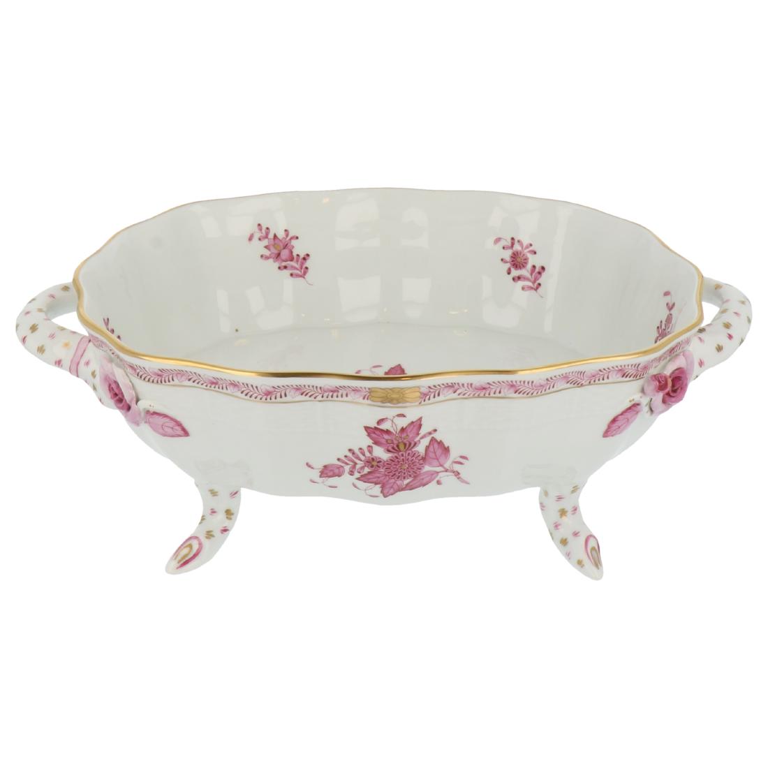 Plate on legs.: Apponyi Purple. Herend. Hungary. 31 x 10 cm.