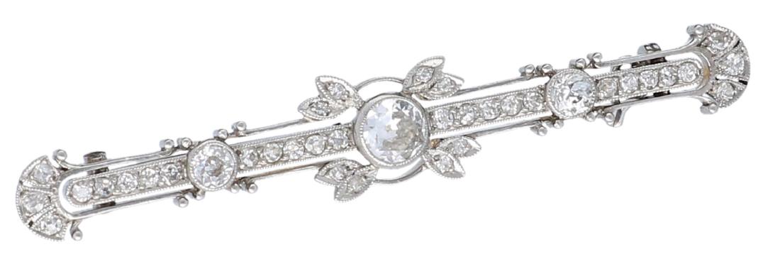 Art Deco brooch gold / platinum, approx. 0.87 ct. (1 of 4)