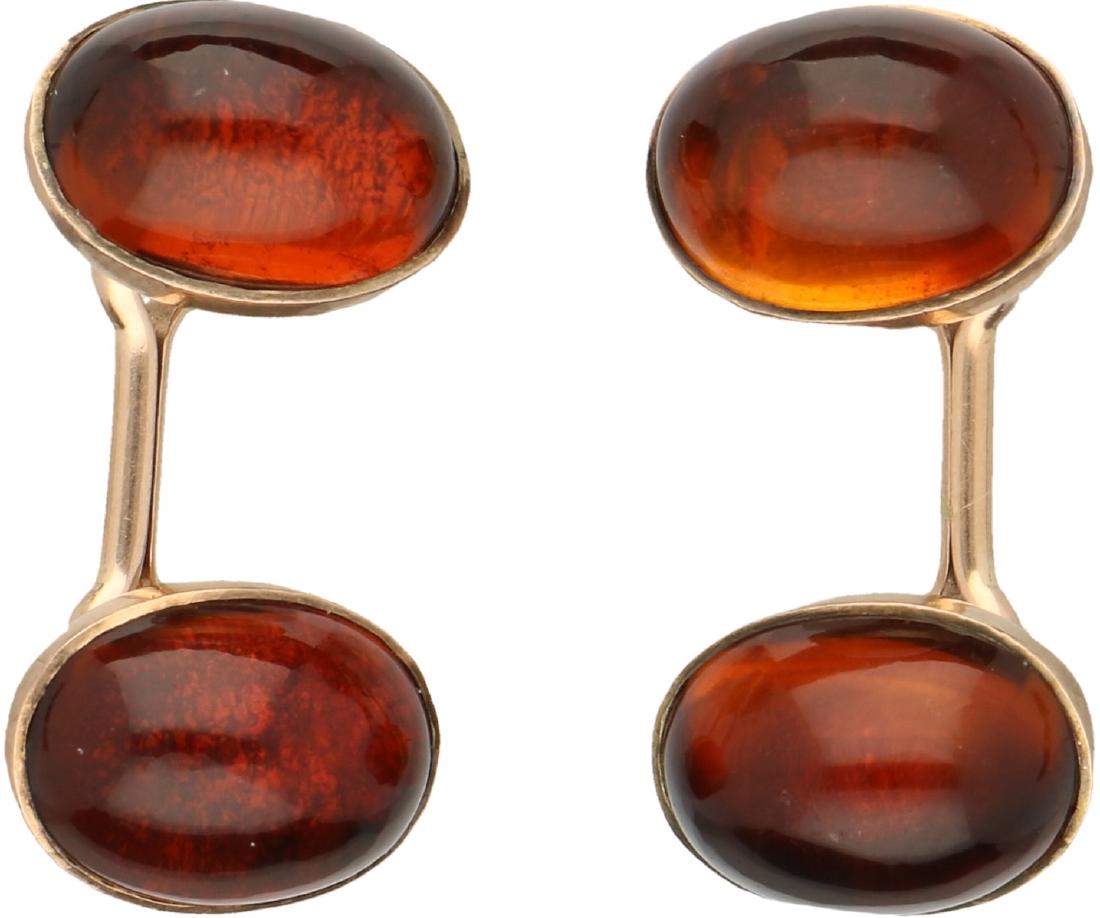 Cufflinks yellow gold, amber - 14 kt. (1 of 3)