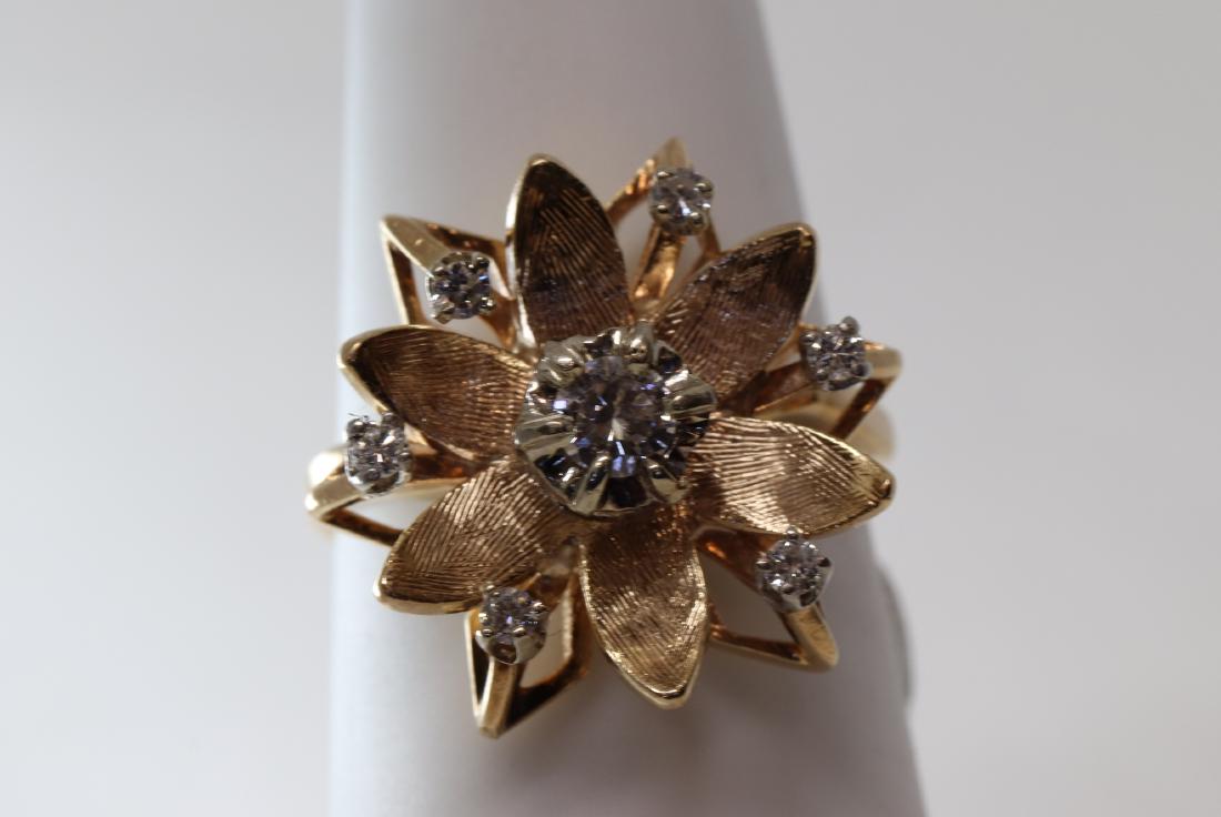 Daisy Diamond Ring: 14k yellow gold daisy diamond ring with diamonds weighting approx 0.50tcw., 6.4g., size 6.25mm