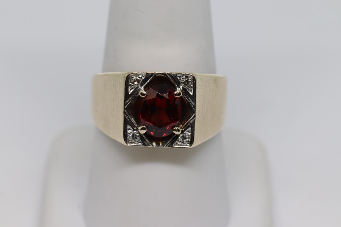 14k Men's Diamond/ Garnet Ring (1 of 4)